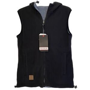 Little Donkey Andy Reversible Black Grey Fleece Vest XS NWT‎